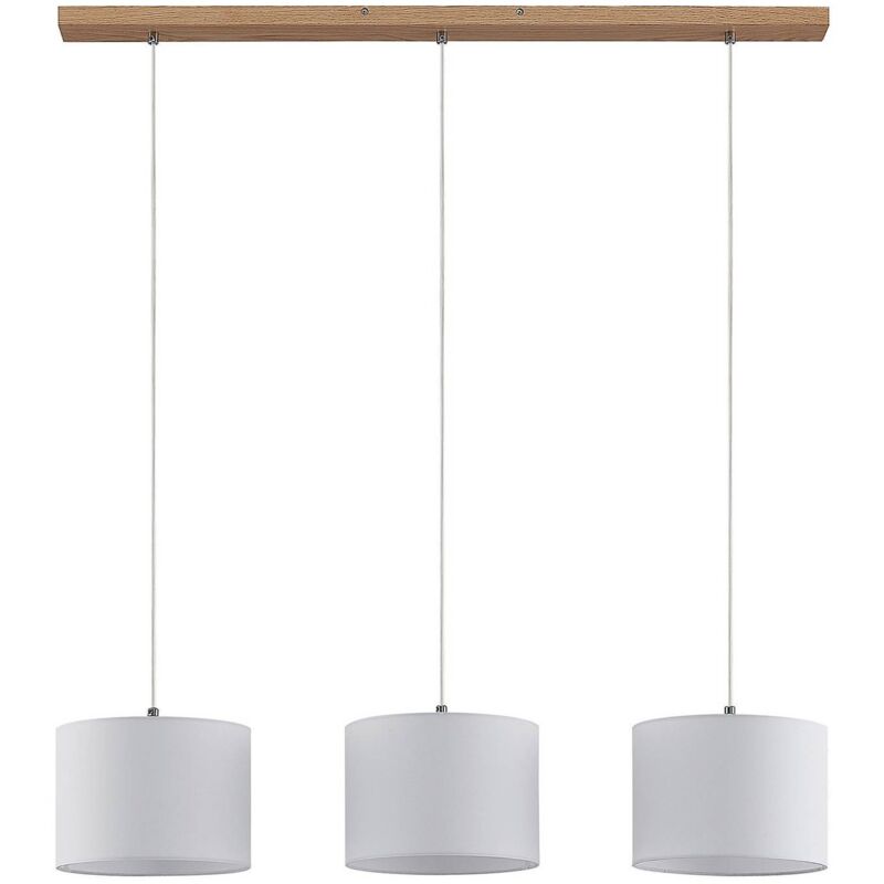Lindby - Suspension en Tissu à intensité variable 'Imarin' en bois pour salon & salle à manger