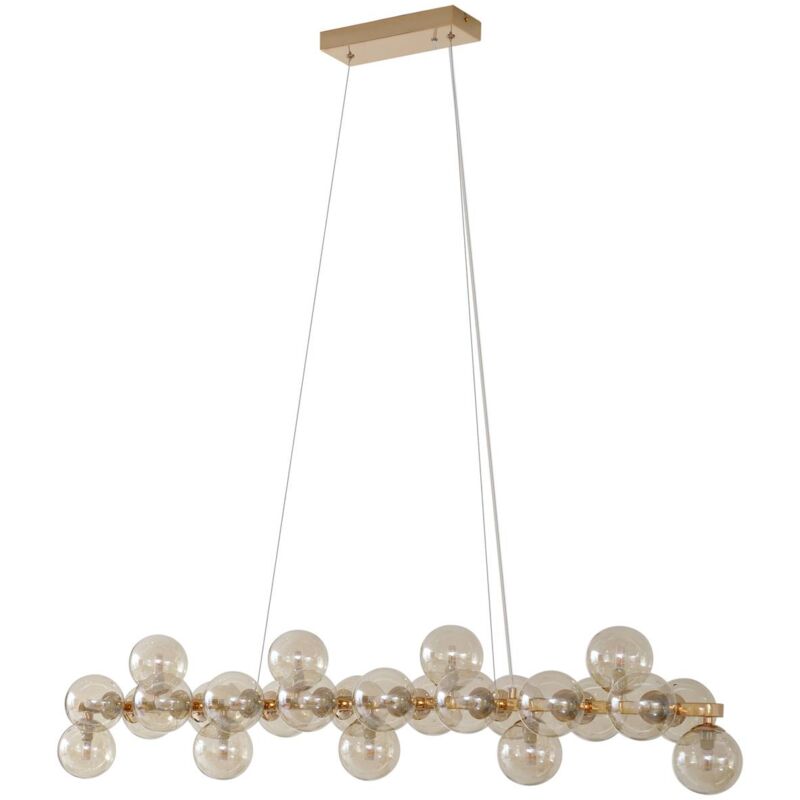 Lucande - Suspension en verre à intensité variable 'Naelen' en métal pour salon & salle à manger