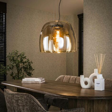 Suspension en verre ambré forme cloche 48 cm NIAGARA