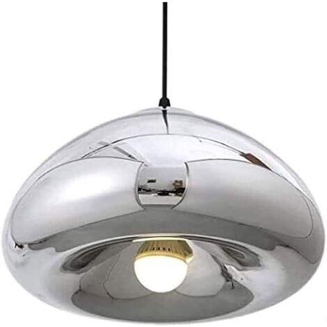 Suspension en Verre Coloré Restaurant Industriel Moderne Lanterne Suspendue Boule de Miroir en Verre E27 Lampe Suspendue Lustres de Simplicité Créative,Argenté
