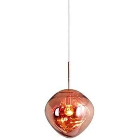 Suspension en Verre de Lave, Plafonnier à Cage Ronde E27, Lampe Décorative de Cuisine de Villa, Diamètre: 20 cm (Couleur : Or Rose)