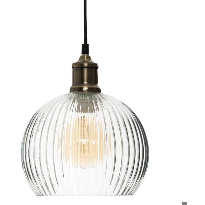 Suspension en verre et fer - ATMOSPHERA - Contemporain - Transparent - D20 cm - 40W - Salon