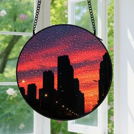 Suspension en vitrail, attrape-soleil artistique coloré, décoration fenêtre intérieure, cadeau Anniversaire pour femme, homme, collègue 15 cm