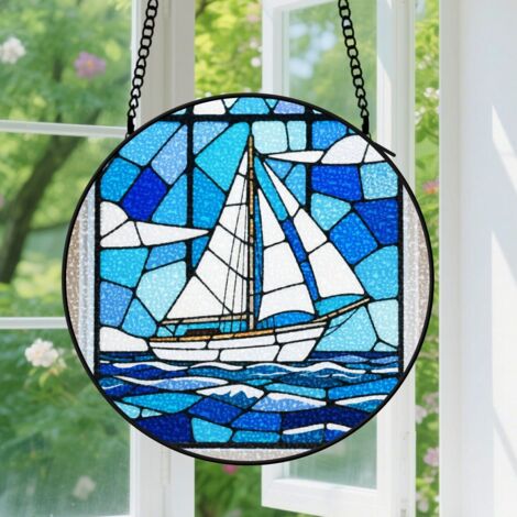 Suspension en vitrail, attrape-soleil artistique coloré, décoration maison jardin, cadeau Fête des Mères, Anniversaire pour femme, maman, sœur 9cm