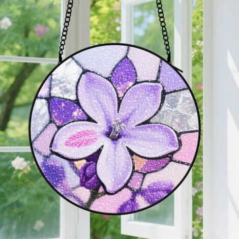 Suspension en vitrail - Attrape-soleil artistique coloré pour fenêtre, décoration maison unique, cadeau Fête des Mères, Anniversaire pour couple 15 cm