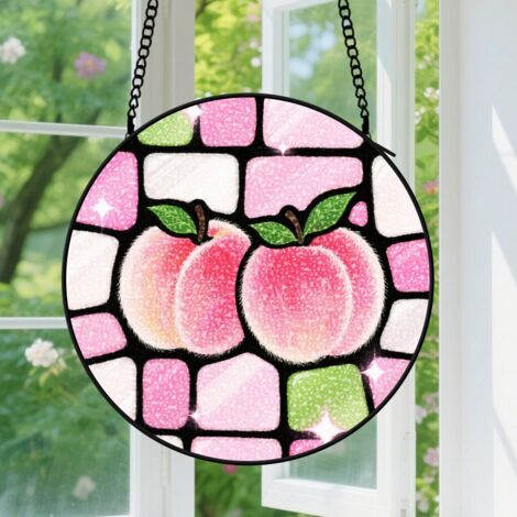 Suspension en vitrail - Attrape-soleil artistique unique, décoration fenêtre jardin, cadeau Fête des Mères, Noël pour femme, homme, sœur 9cm