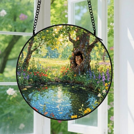 Suspension en vitrail, attrape-soleil artistique unique, décoration jardin fenêtre, cadeau Fête des Mères, Noël pour femme, homme, sœur 9cm