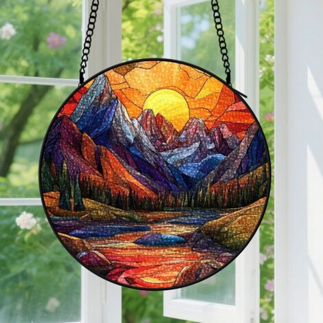 Suspension en vitrail, attrape-soleil artistique unique, décoration jardin fenêtre, cadeau Noël, Fête des Pères pour homme, femme, maman 9cm