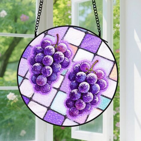Suspension en vitrail, attrape-soleil artistique unique, décoration maison fenêtre, cadeau Fête des Mères, Anniversaire pour femme, homme 15 cm