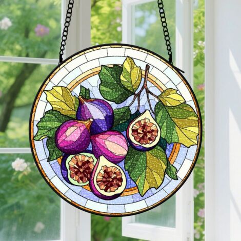 Suspension en vitrail, attrape-soleil coloré artistique, décoration maison fenêtre, cadeau Anniversaire pour femme, homme, collègue 15 cm