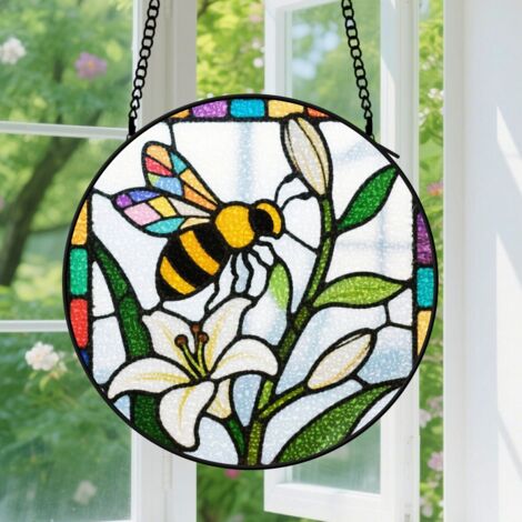 Suspension en vitrail - Attrape-soleil coloré artistique élégant, décoration intérieure unique, cadeau Fête des Pères pour homme, femme, papa 15 cm