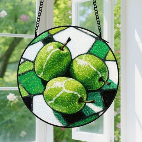 Suspension en vitrail - Attrape-soleil coloré pour fenêtre, décoration maison élégante, cadeau Fête des Mères, Anniversaire pour femme, homme 9cm