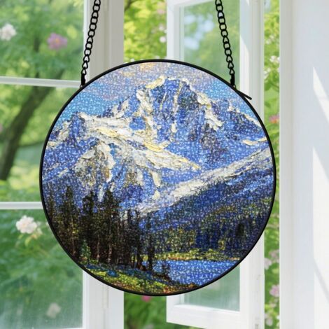Suspension en vitrail, attrape-soleil élégant coloré, décoration jardin maison, cadeau Fête des Mères, Anniversaire pour femme, homme 16 cm