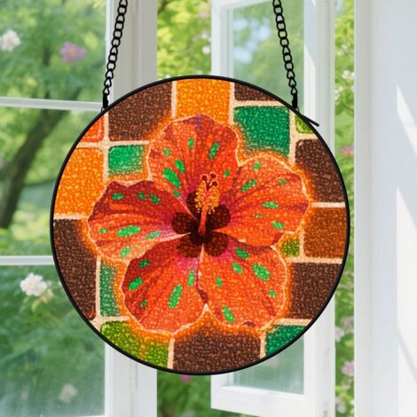 Suspension en vitrail, attrape-soleil élégant coloré unique, décoration maison fenêtre, cadeau Fête des Mères, Noël pour femme, maman, nana 9cm