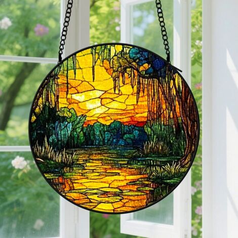 Suspension en vitrail, attrape-soleil élégant unique, décoration jardin maison, cadeau Fête des Mères, Fête des Pères pour femme, homme 9cm
