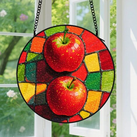 Suspension en vitrail - Attrape-soleil en verre coloré pour intérieur, décoration unique, cadeau Anniversaire pour femme, homme, professeur 15 cm