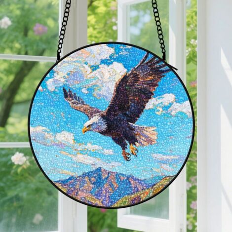 Suspension en vitrail, attrape-soleil unique artistique, décoration fenêtre porte, cadeau Noël, Fête des Pères pour homme, femme, maman 16 cm