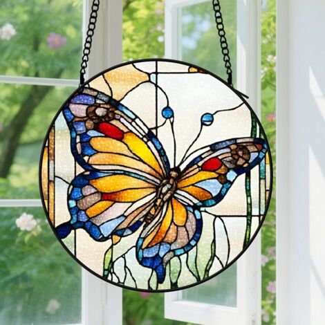 Suspension en vitrail - Attrape-soleil unique pour fenêtre, décoration artistique, cadeau Noël, Anniversaire pour femme, homme, collègue 20 cm