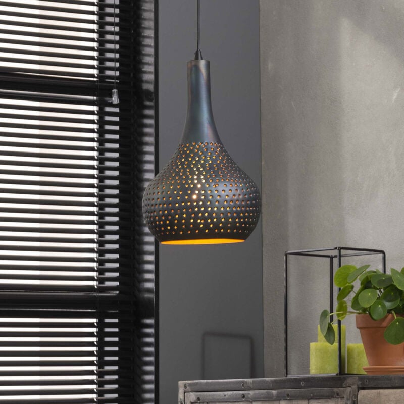 Suspension entonnoir 25x150 cm en métal gris foncé