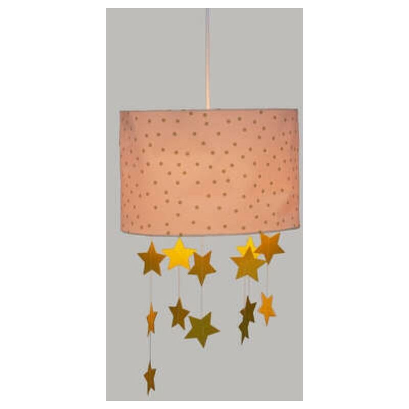 Atmosphera - Abat-jour suspendu rose avec étoiles Ø30xH20 cm