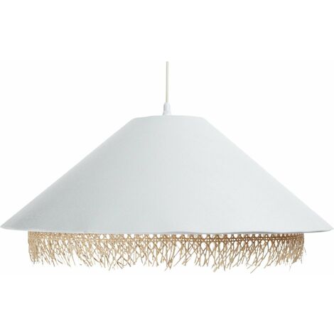 Suspension Extérieur en velours blanc avec rotin naturel, intérieur crème - Blanc, crème