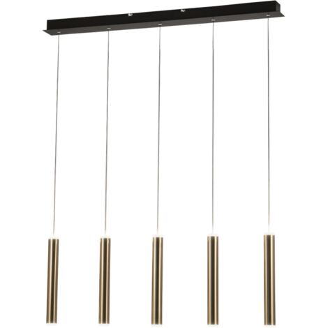 Suspension Fabas Luce Prado 5 lumières – LED 33 W à intensité variable – Design linéaire en laiton