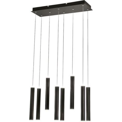 Suspension Fabas Luce Prado 8 lumières - LED 52W dimmable - Noir mat Design linéaire
