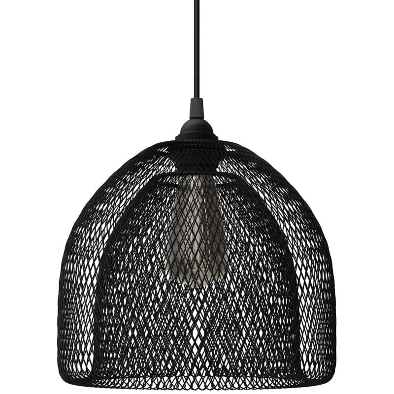 creative cables - Lampe suspendue fabriquée en Italie avec câble textile, abat-jour cage Ghostbell XL et garniture métallique creative cables - Lampe suspendue fabriquée en Italie avec câble textile, abat-jour cage Ghostbell XL et garniture métallique