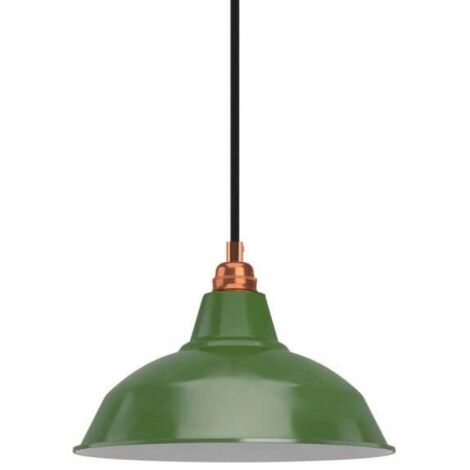 Suspension fabriquée en Italie avec câble textile, abat-jour Bistrot et finition en métal - complète avec ampoule  Sans ampoule - Vert - Matter ON/OFF