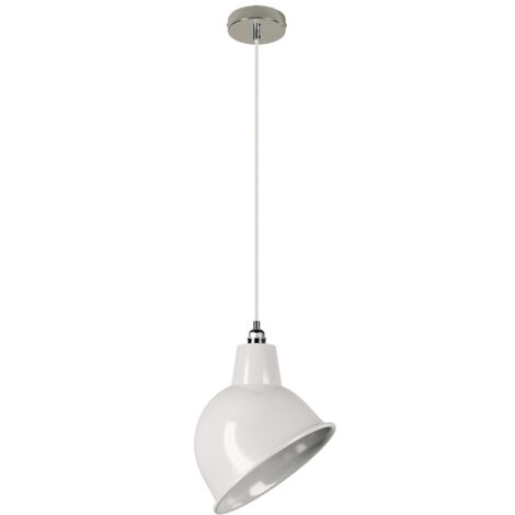 Suspension fabriquée en Italie avec câble textile, abat-jour Broadway et finition en métal - complète avec ampoule  Sans ampoule - Blanc - Matter ON/OFF