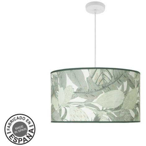 Suspension Fashion 3xe27 blanc/vert feuille regx50x50cm avec diffuseur