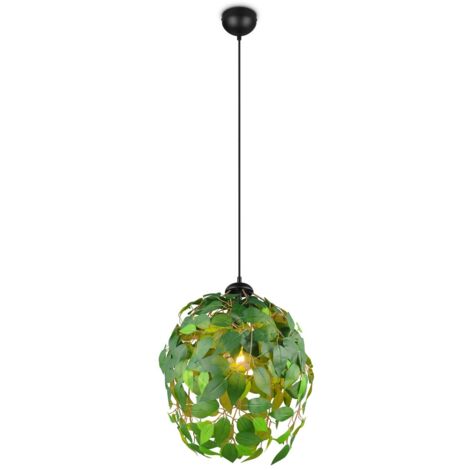Suspension feuilles verte Ø38 cm E27 sur chaîne RL Leavy
