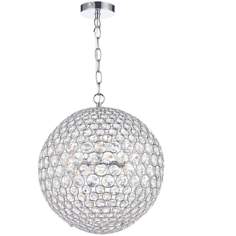 DAR FIESTA - Suspension sphérique 35 cm chrome poli, 5x G9 DAR FIESTA - Suspension sphérique 35 cm chrome poli, 5x G9