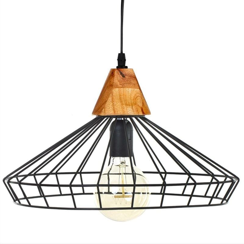 Atmosphera - Suspension filaire Ben métal noir D38cm créateur d'intérieur
