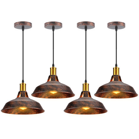 Suspension Filaire Design Rétro 27CM Lustre Suspension Vintage Luminaire pour Escalier Chambre Rouille 4PCS