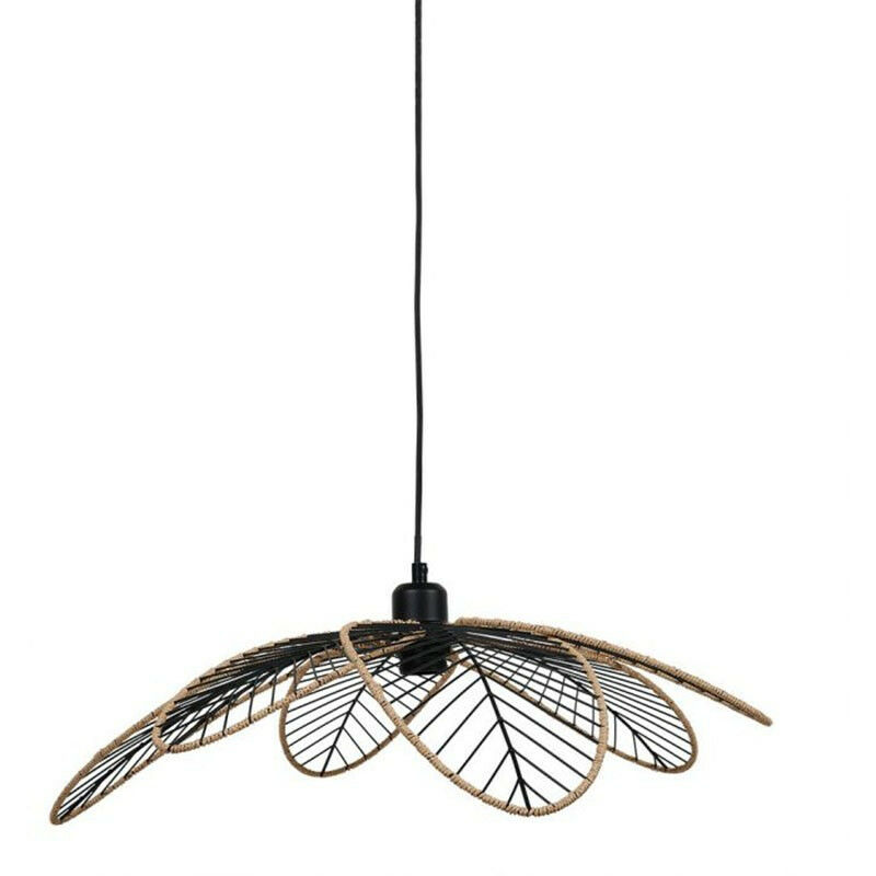 Suspension filaire métal et corde Flora noir Ostaria - Noir - Noir