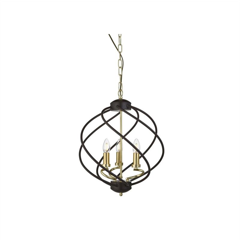 Flow - 3 Light Spherical Pendant Matt Black, Dark Bronze, E14 - Searchlight