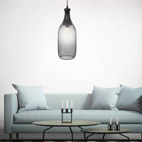 Suspension Forme Bouteille Filaire Metal Noir