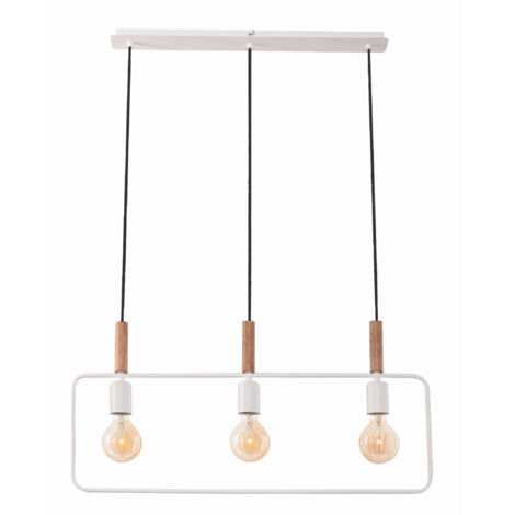 Suspension Frame 3x60W E27 métal/bois blanc Candellux