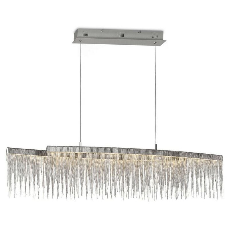 Inspired Mantra Fusion - Cinna - Linear Ceiling Pendant 42W led, 3000K, 4200lm, Polished Chrome, Crystal Chain