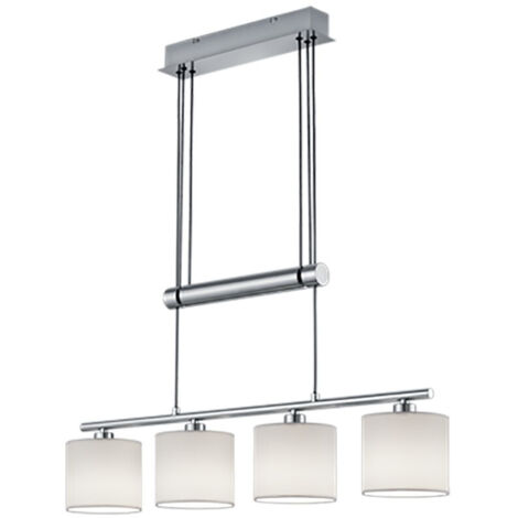 Suspensión Garda Níquel 4 pantallas de tela blanca L77 cm Trio Lighting