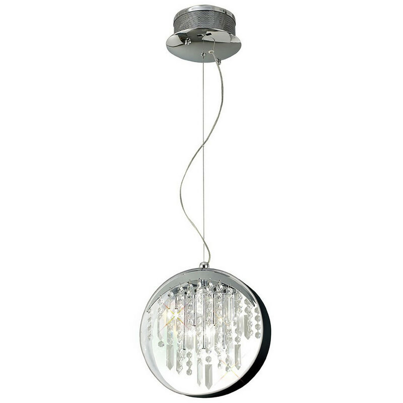 Inspired Geo Luminaire suspendu à 7 lumières G4, abat-jour noir, chrome poli/cristal, non compatible avec les led/cfl