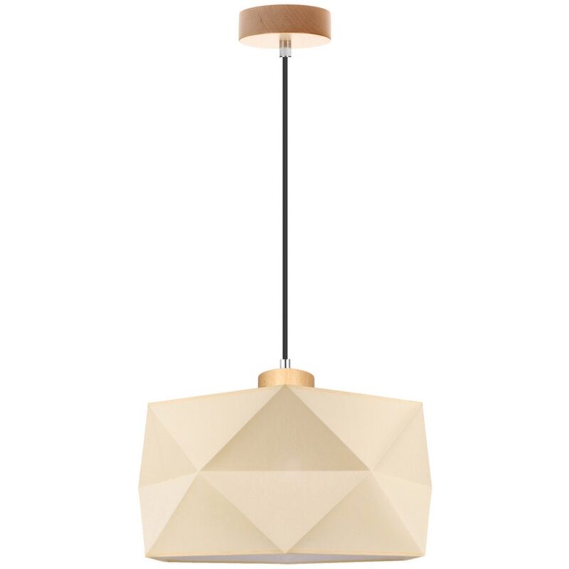 Epikasa - Suspension Geomerical, Bois, Tissu, Marron, Beige, 46x46x120 cm