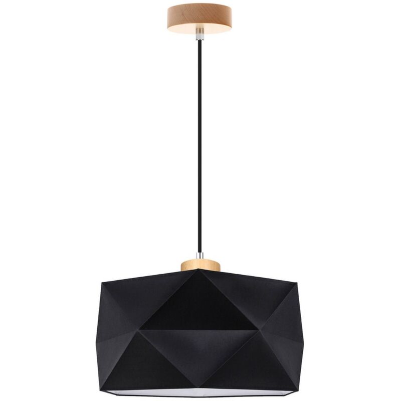 Epikasa - Suspension Geomerical, Bois, Tissu, Marron, Noir, 46x46x120 cm