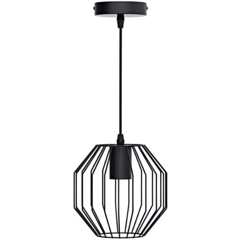 Suspension géométrique en fer noir, culot E27, décoration contemporaine pour la maison