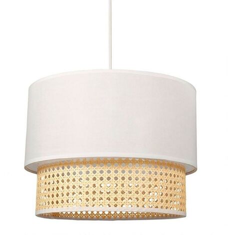 Suspension gigogne ronde cannage tissu blanc D35