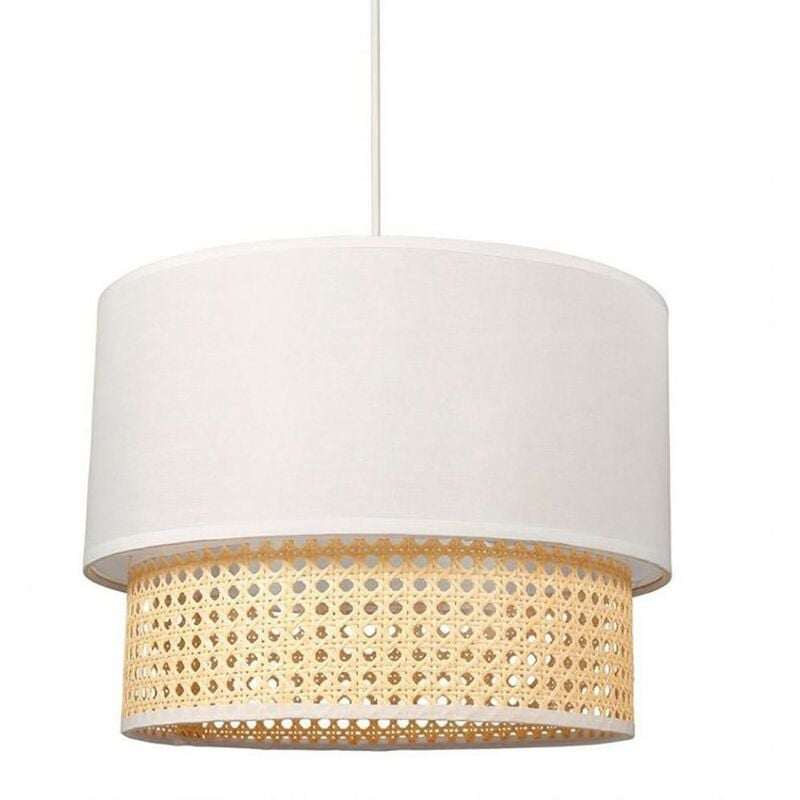 Suspension gigogne ronde cannage tissu blanc D35