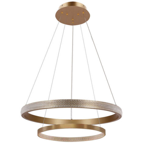 Suspension glamour or mat 2 anneaux Ø60/40 LED cristal