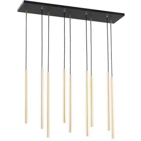 Suspension glamour rectangulaire dorée réglable 9xG9