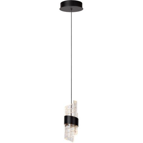 Suspension glamour verre noir LED 7W Lucide Kligande